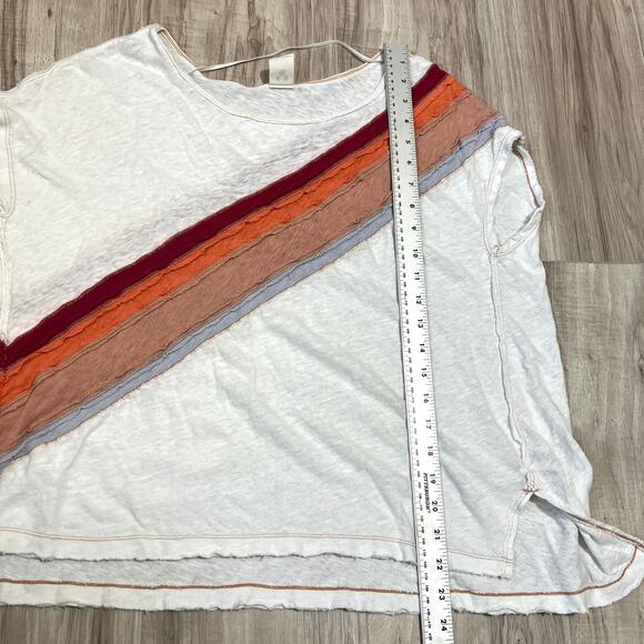 FREE PEOPLE Retro Rainbow White / Colorful Stripe Tee Size S - Picture 4 of 7